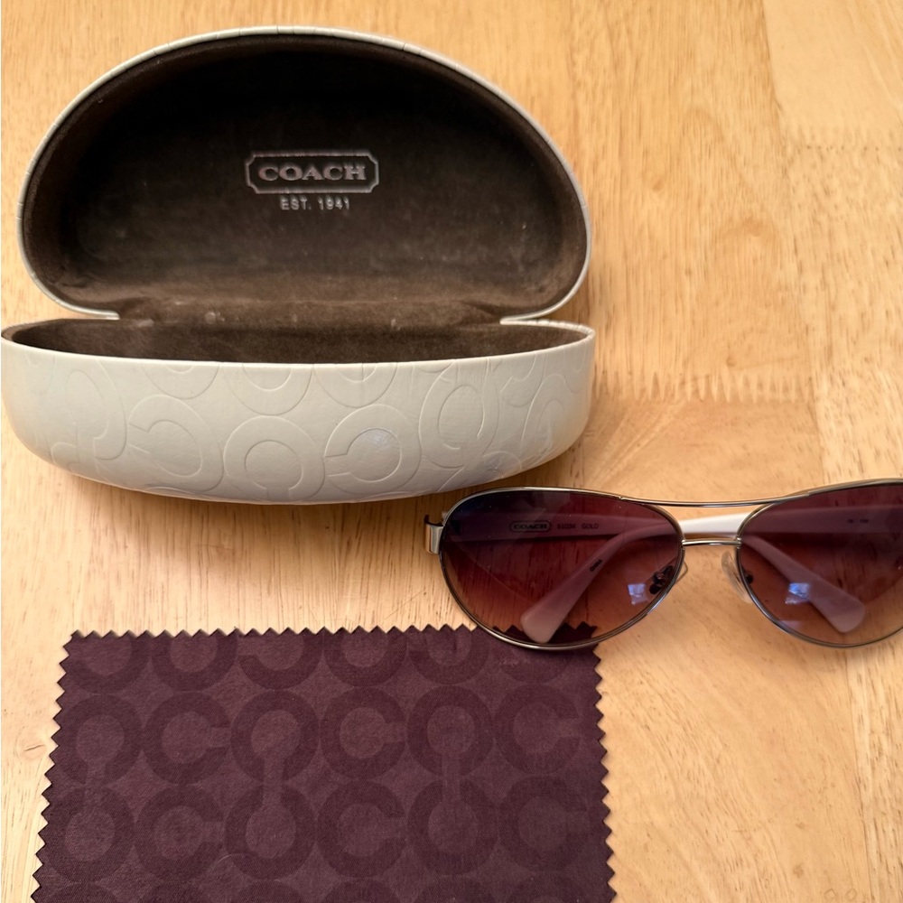Authentic Vintage Coach S1034 Aviator Sunglasses – Gold/White Butterfly Crystals